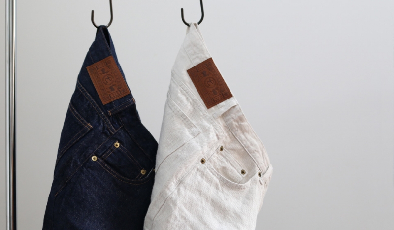 麻デニムパンツ