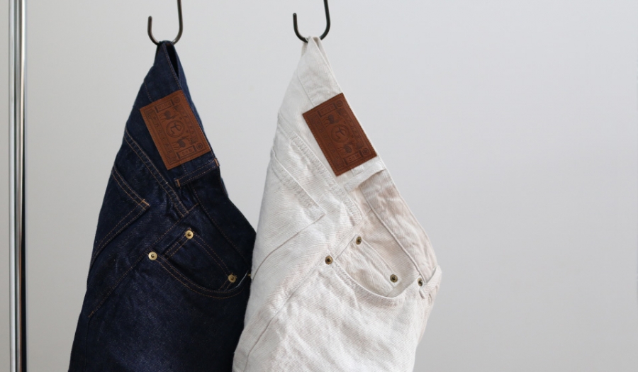 麻デニムパンツ